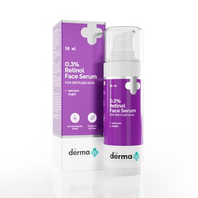 The Derma Co 0.3 Retinol Face Serum for Spotless Skin with Anti Aging Properties Reduces Fine Lines Wrinkles Use Daily at Night Only 1.01 Fl Oz30 ml