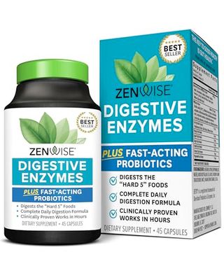 Zenwise Health Digestive Enzymes and Bromelain for Gut Health - Probiotic Multi Enzymes with Prebiotics and Probiotics for Women and Men for Digestive Health and Bloating Relief for Digestion -45 CT