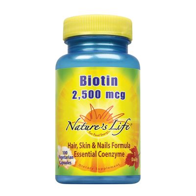 Nature&#39;s Life Biotin 2500mcg Healthy Hair, Skin, Nail Metabolism Support Non-GMO 100 Vegetable Capsules