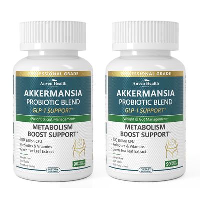 Anven Health Akkermansia Probiotic for Menopause - 100 Billion CFU for Gut Health, GLP-1 Support, Energy Wellness with Green Tea Extract, Vitamin D, Chromium Prebiotics 180 Capsules