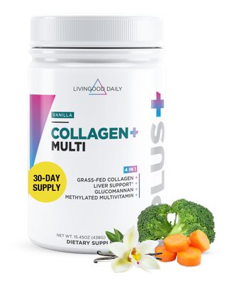 Livingood Daily Collagen Powder for Women and Men, Vanilla, Grass Fed Protein, Hydrolyzed Collagen Peptides with Vitamin C Multi Vitamins for Hair, Skin, Nail Gut Health, Gluten Free, 30 Servings