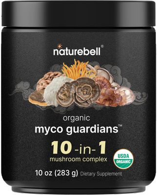 Organic 10-in-1 Mushroom Powder, 10oz Lions Mane, Shiitake, Reishi, Turkey Tail, Chaga More Great Mushroom Supplement for Coffee Energy, Immune Booster, Brain Health Support No Fillers