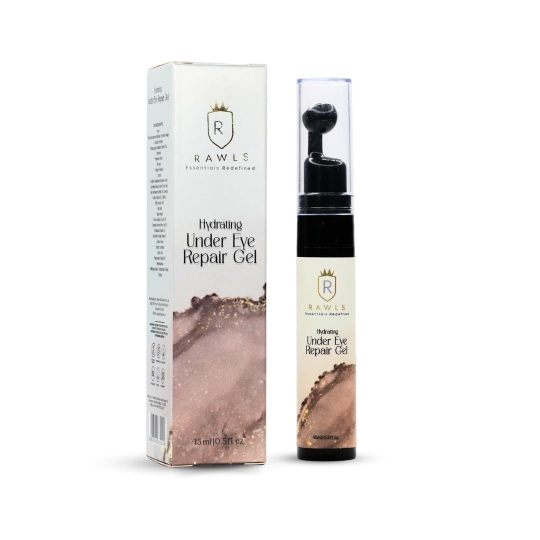 RAWLS 5 Caffeine Eye Serum and Under Eye Roller Cream for Dark Circles and Puffiness, Caffeine Eye Cream with 360 Massage Ball Reduce Wrinkles and Fine Lines-0.5 fl oz