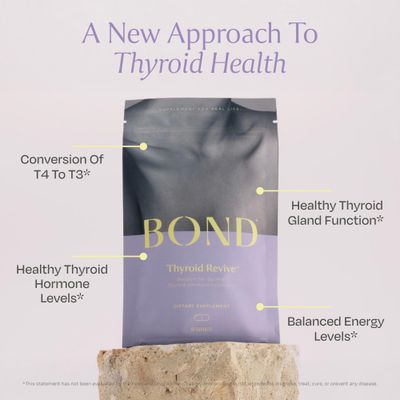 BOND Thyroid Revive - Thyroid Support Supplement, Metabolism Booster, Energy Support for Women Men - Supports Healthy Thyroidal Function Hormone Levels - Glandular Iodine Free - 60 Capsules