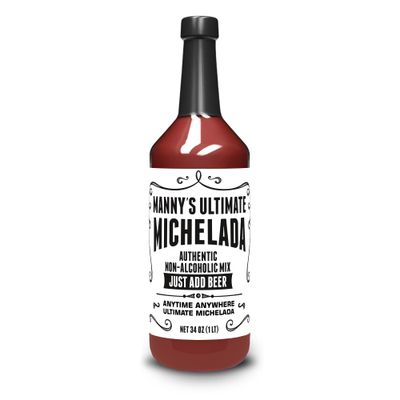 Manny&#39;s Ultimate Michelada Mix - 1 Liter Glass Bottle (33.81 Oz), Natural Ingredients, Cocktail Mix, Craft Batch Drink Mix, Handcrafted Beverage, Non-Alcoholic Michelada