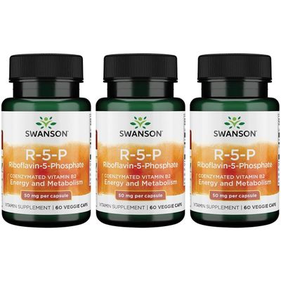Swanson R-5-P (Riboflavin-5-Phosphate) - Vitamin B2 Supplement Promoting Energy, Metabolism Vision Health - Natural Wellness Formula - (60 Capsules) (3 Pack)