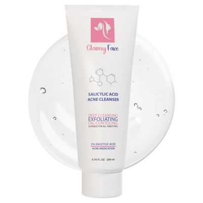 GlamyFace New Salicylic Acid Cleanser, Face Cleanser, Acne Treatment, Anti Aging