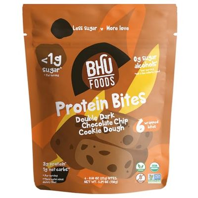 Bhu Foods Keto Bites, Double Dark Chocolate Chip Cookie Dough, Organic Snacks for Adults Kids, Gluten Free, Vegan, Low Carb Sugar, Individually Wrapped (1 Pack)
