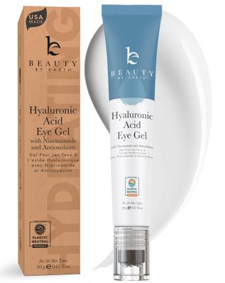 Hyaluronic Acid Eye Cream - USA Made with Natural Organic Ingredients, Cooling Under Eye Gel Brightener, Dark Circles Treatment with Hyaluronic Acid Glycerin, Reduces Puffiness Bags Under Eyes