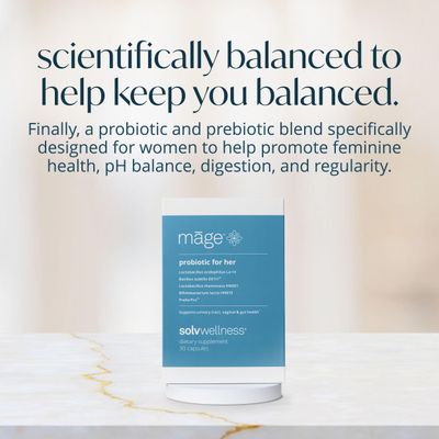 M ge by Solv Wellness Probiotic for Her, Daily Women s Prebiotic and Probiotics Blend Nutritional Supplements for Digestive, Vaginal PH Balance, Urinary Tract Health Support, 30 Capsules