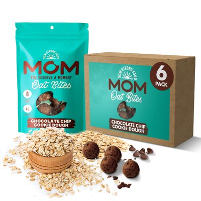 SOW STRONG FOOD Chocolate Chip Cookie Dough Oat Bites (6-Pack), Sugar Free Snacks for Adults, Protein Breakfast Bites, Healthy Protein Snacks for Kids, Gluten Free Protein Snacks, Natural Energy Bites