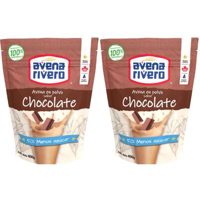 Oatmeal powder mix chocolate flavor - avena rivero- for making shakes, 50 Less Sugar, 2 Pack (14.10 oz, Chocolate)