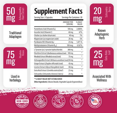 1 Body Ashwagandha Complex Supplement, Focus and Energy Support, 120 Vegan Capsules
