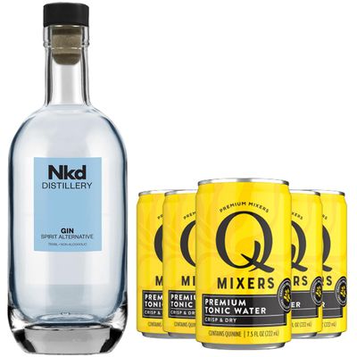 Nkd Distillery Tequila Alternative Premium Non-Alcoholic Spirit - Zero Alcohol - With Q Mixers Tonic [ 5 Pack ]