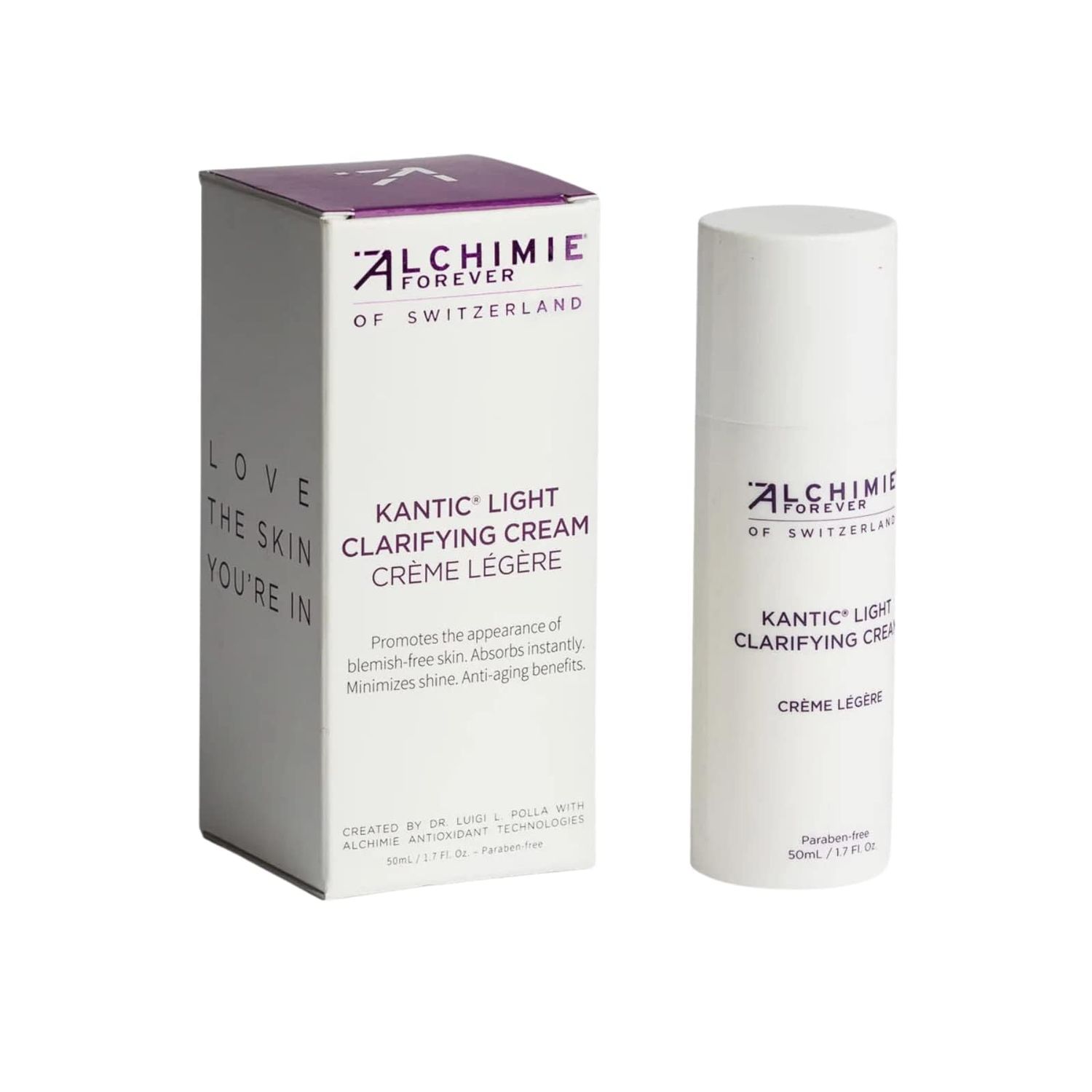 Alchimie Forever Kantic Light Clarifying Cream Benzene-Free Clears Blemish Acne Prone Skin, Anti Aging Facial Moisturizer 1.7 fl oz