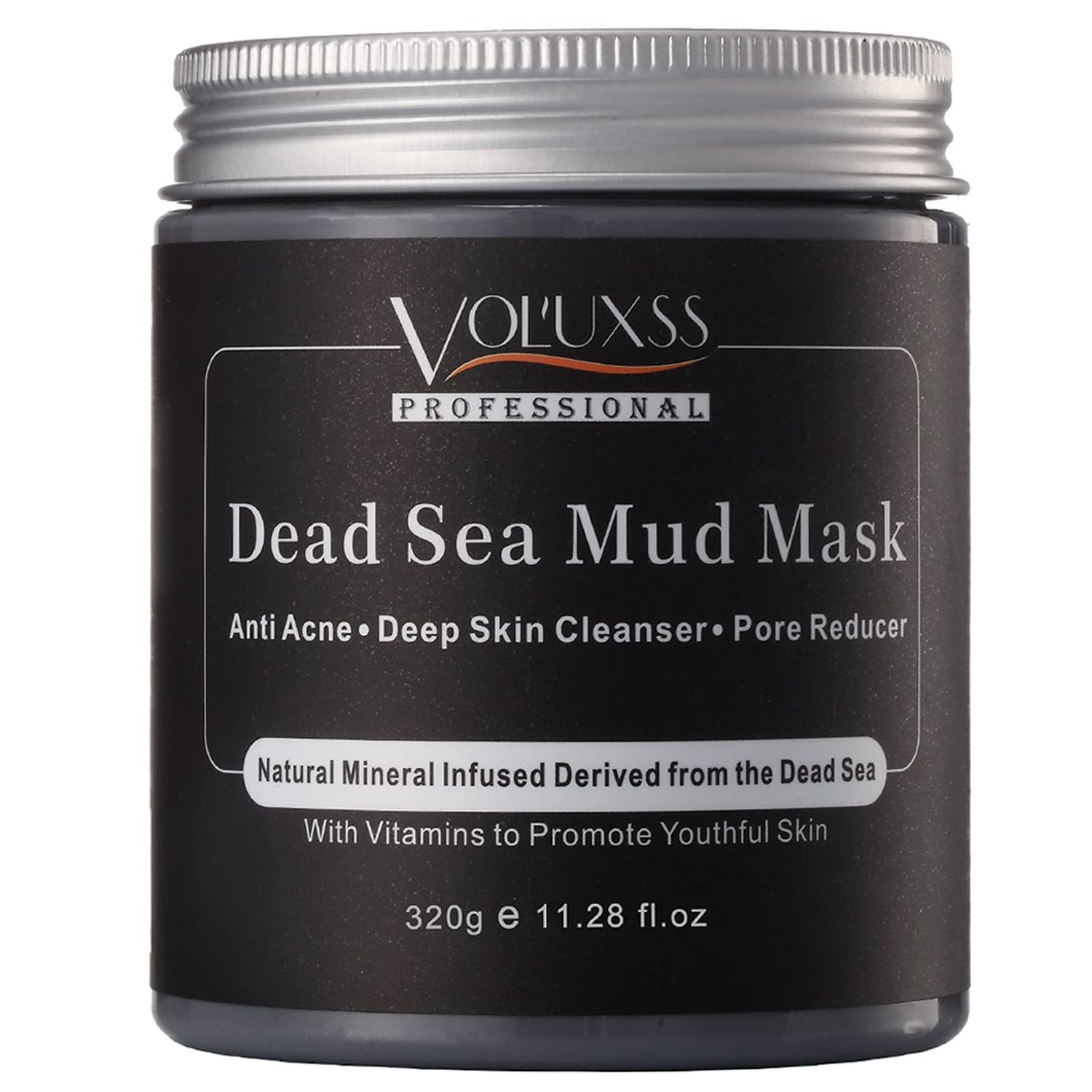 Voluxss Dead Sea Mud Mask for Face and Body,Deep Cleansing Face Mask for Acne,Pore Minimizer,Natural Skincare Charcoal Blackheads Remover,Skincare Spa Clay Facial Mask for Women Men 11.28fl.oz