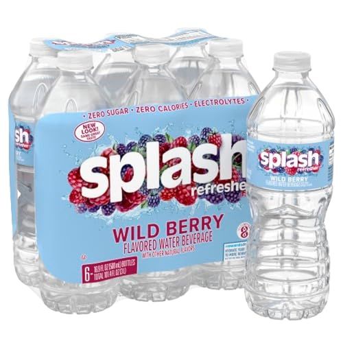 Splash Refresher Wild Berry Flavor Water Beverage 16.9 Fl Oz Plastic Bottle Pack of 6