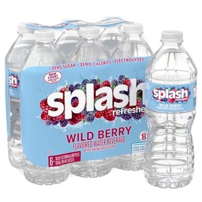 Splash Refresher Wild Berry Flavor Water Beverage 16.9 Fl Oz Plastic Bottle Pack of 6