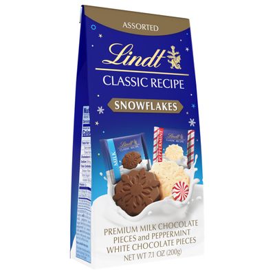 Lindt CLASSIC RECIPE Assorted Chocolate Candy Snowflakes, 7.1 oz. Pouch