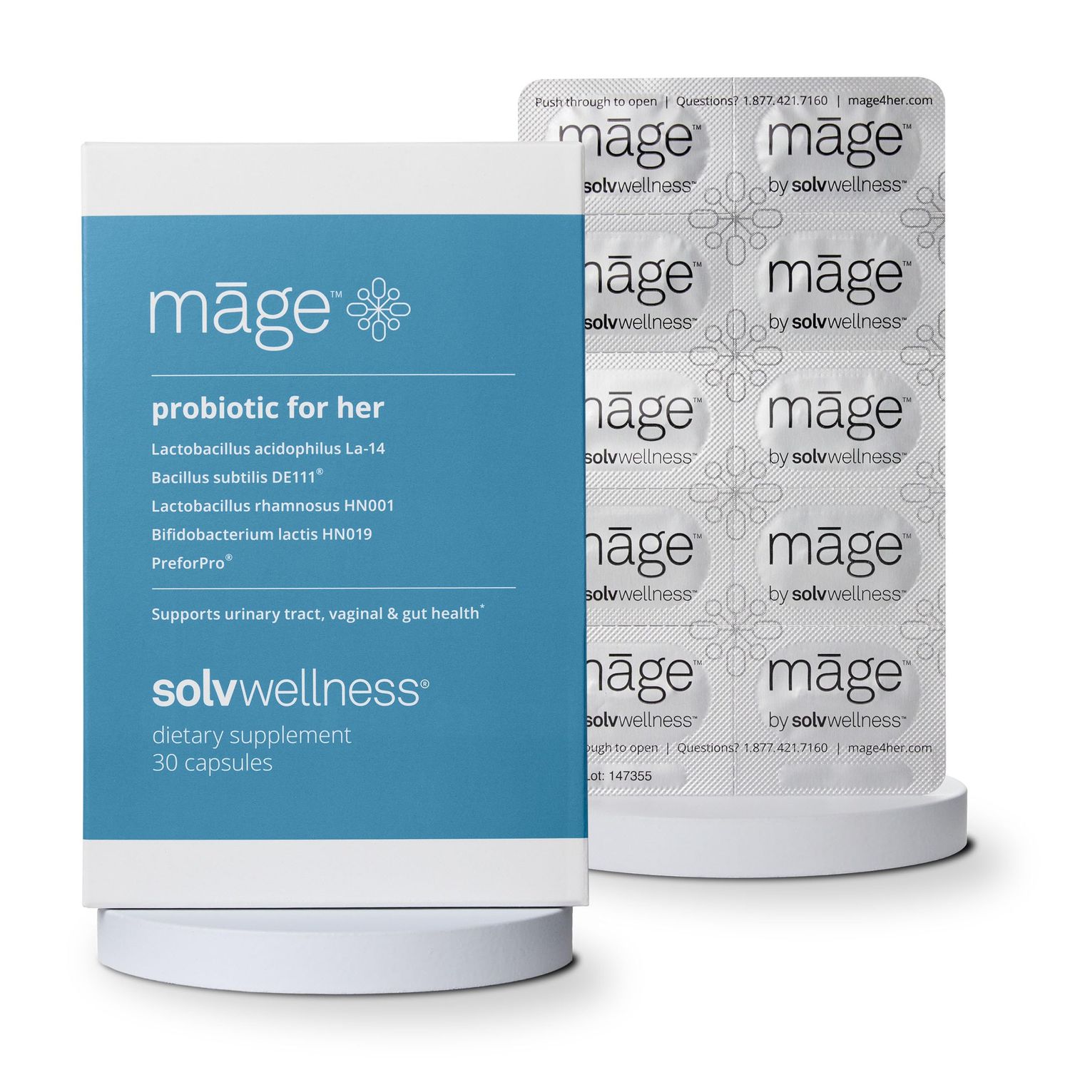 M ge by Solv Wellness Probiotic for Her, Daily Women s Prebiotic and Probiotics Blend Nutritional Supplements for Digestive, Vaginal PH Balance, Urinary Tract Health Support, 30 Capsules