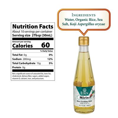 Eden Mirin, Premium Traditional Japanese Ajino-haha, Authentic, Sweet Rice Cooking Wine Seasoning, 10.1 fl oz