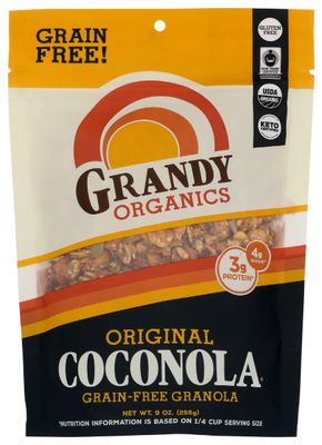 Grandy Oats Organic Coconola Granola, Grain Free, Keto Certified, 9 Ounce (Pack of 6)