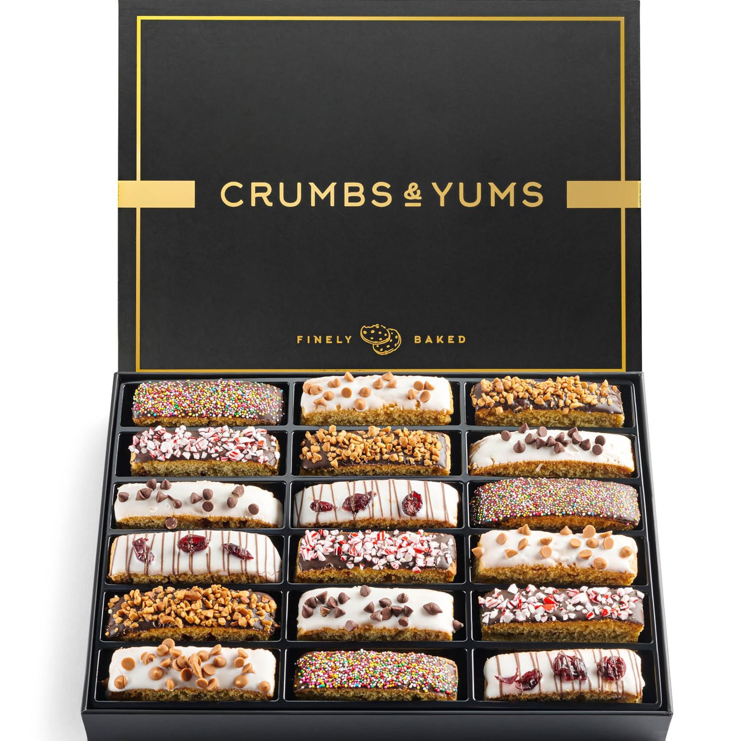 Mothers Day Cookies Gift Basket - 18 Gourmet Chocolate Covered Biscotti with Assorted Toppings - Assorted Food Gift Box for Fathers Day, Mothers Day, Family, Sympathy, Men Women.