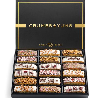 Mothers Day Cookies Gift Basket - 18 Gourmet Chocolate Covered Biscotti with Assorted Toppings - Assorted Food Gift Box for Fathers Day, Mothers Day, Family, Sympathy, Men Women.
