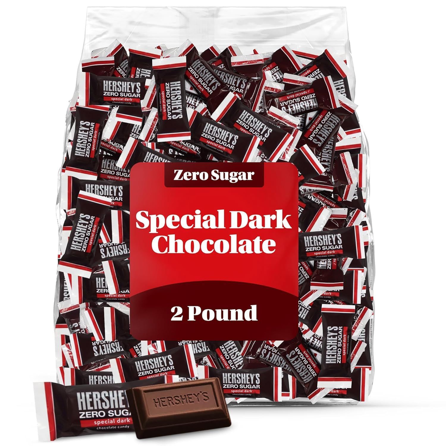 Zero Sugar Special Dark Miniature Chocolate Bars - 2 Pound Individually Wrapped Bulk Sugar Free Candy Dark Chocolate Bars For Snacks Treats - Approx. 100 Pieces