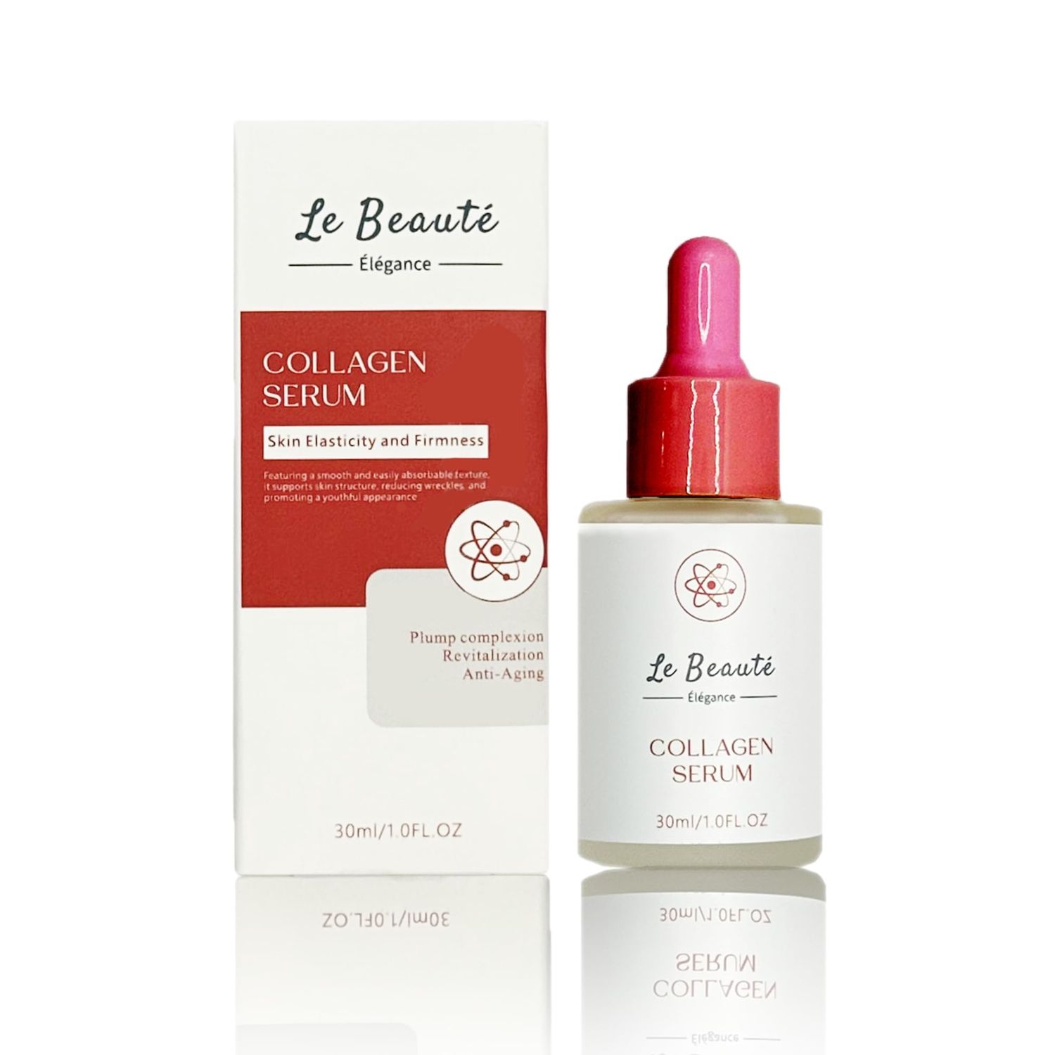 Le Beaute Elegance Collagen Serum, 1 fl Oz, Boosts Skin Firmness and Elasticity, Reduces Fine Lines and Wrinkles, For All Skin Types