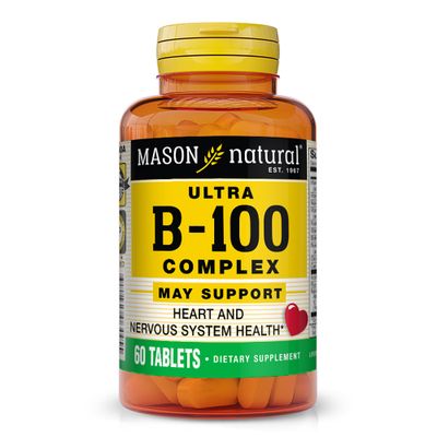 MASON NATURAL Ultra B-100 Complex - Healthy Heart and Nervous System, Improves Immune Function and Energy Metabolism, 60 Tablets