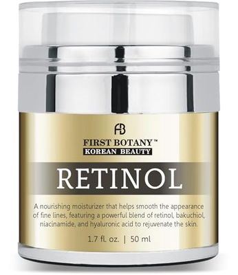 Korean Retinol Moisturizer Face Cream - Hydrating Anti-Aging Facial Neck Cream with Bakuchiol, Niacinamide Hyaluronic Acid - Made in Korea, Cruelty-Free 1.7 fl oz