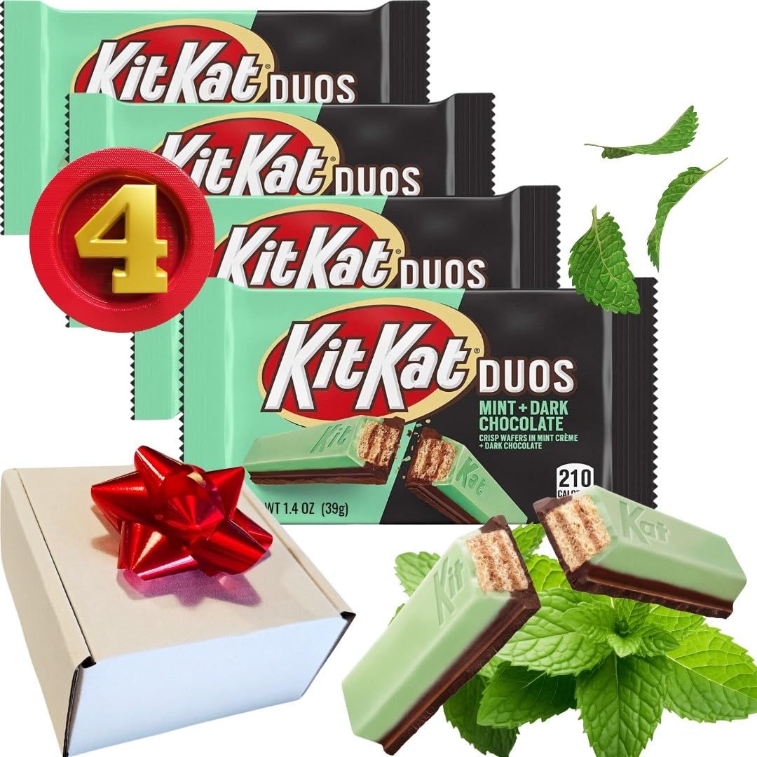 (PACK OF 4) Kit Kat Mint Dark Chocolate Candy Bars - 1.4oz Each Bar - Comes Inside a Gift Box To Surprise YouFriendLoved One