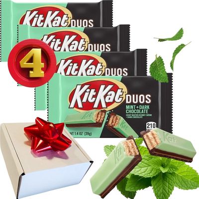 (PACK OF 4) Kit Kat Mint Dark Chocolate Candy Bars - 1.4oz Each Bar - Comes Inside a Gift Box To Surprise YouFriendLoved One