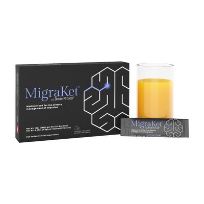 MigraKet Migraine Relief Medical Food - Supports Brain Health and Energy Metabolism - Multivitamins Replacement - Drug-free, Gluten-Free, Dairy-Free, Vegan - Orange Flavored - 30 Sachets