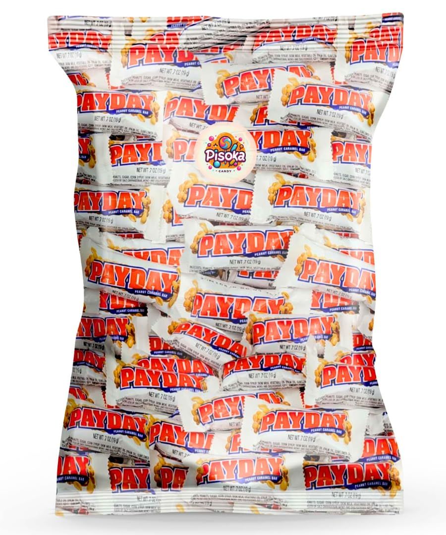 Pay-Day Peanut Caramel Bars - Fun Size Candy Bar - Approx 40 Peanut Caramel Bars (2 LB, Pay Day)