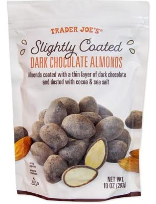 Trader Joe&#39;s Slightly Coated Dark Chocolate Almonds, dusted with cocoa sea salt, (Pack of 2)