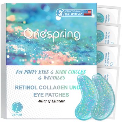 Under Eye Patches for Puffy Eyes - 24 Pairs Retinol Collagen Eye Gel Pads, Reduce Wrinkles, Puffy Eyes, Eye Bags - Eye Mask Skincare, Anti Aging Face Moisturizer