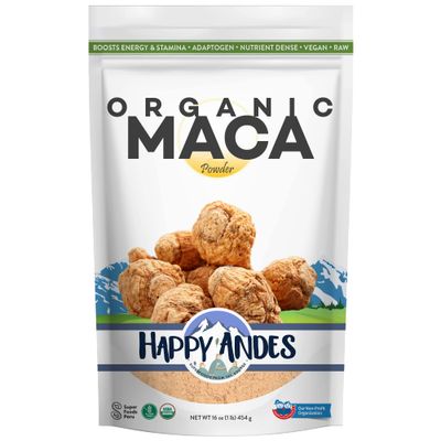 Happy Andes Organic Maca Powder Raw-Non-GMO, USDA Organic, Used for Energy Fitness, Performance Mood, for Men Women, Peruvian Superfood, Favorite After Gym Smoothie,1