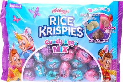 Rice Krispies individually wrapped Marshmallow Candy Eggs 9 oz. 3 flavors, Milk Chocolate, Strawberry and Marshmallow - Great for Easter Baskets, Egg hunt, Work Gift, Springtime or office partys.