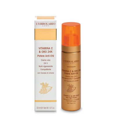 LErbolario Vitamin C and 24K Gold Anti Age Power Nutri-Regenerating Face Cream for Women - 1.6 oz