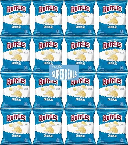 Ruffles Potato Chips, Original, 1.5 Ounce Bag (Pack of 16) Value Pack Bundled by SUPERDEALS with Mystery Gift
