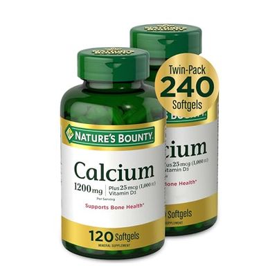 Nature&#39;s Bounty Nature&#39;s Bounty Calcium 1200 mg with Vitamin D3 - Bone Health Softgels, Calcium and Vitamin D Supplement, 120 Ct (2-Pack)