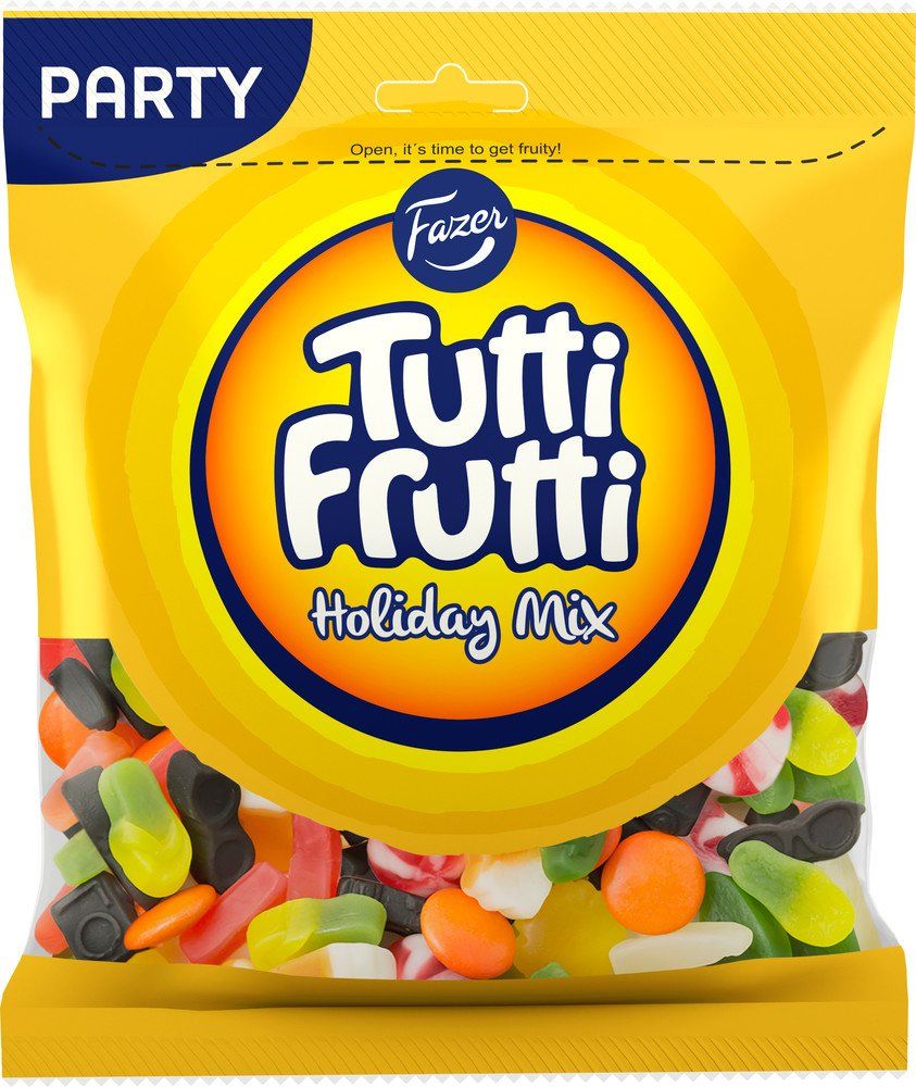 Fazer Tutti Frutti Holiday Mix - Licorice, Salmiak Fruit Chocolate Wine Gums Chewy Gummy Candy - Sweets - Party Bag - 350g