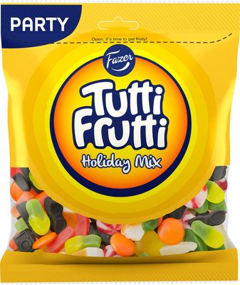 Fazer Tutti Frutti Holiday Mix - Licorice, Salmiak Fruit Chocolate Wine Gums Chewy Gummy Candy - Sweets - Party Bag - 350g
