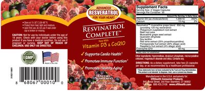 Resvinatrol Complete Capsules, 60 Count- Resveratrol Supplement Supports Healthy Aging, Heart Health, and Immune Function with Quercetin, Grape Seed Extract, Vitamin D3 and CoQ10