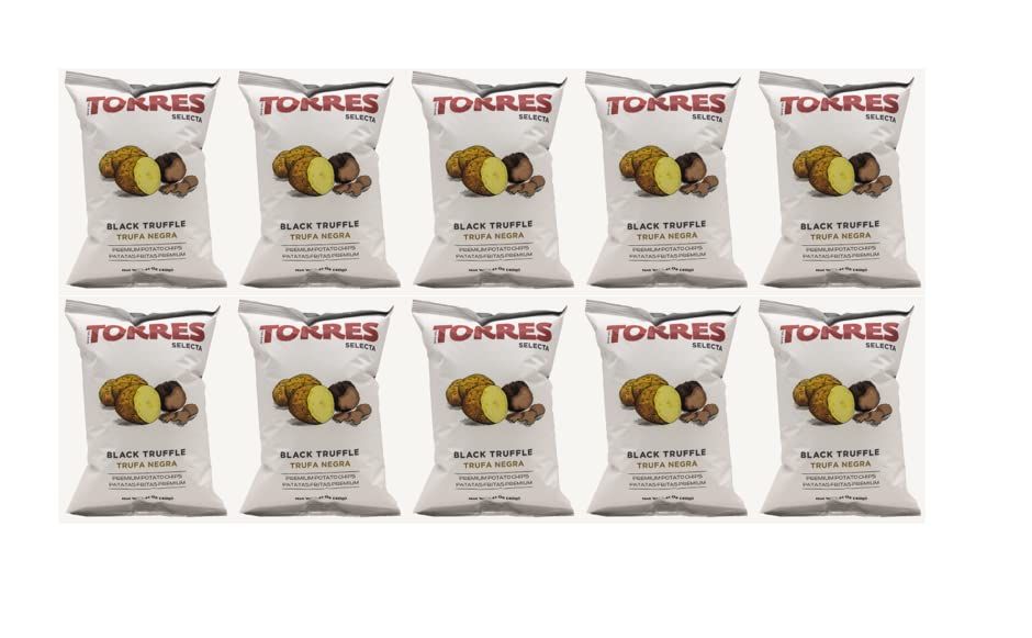 Torres Patatas Fritas Spanish Potato Chips Imported From Barcelona, Spain Exotic Flavors (Trufa Negra, 10 Pack)