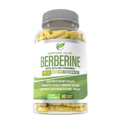 Nurture Alley Berberine Complex - Berberine HCL 1200mg Plus Organic Ceylon Cinnamon 200mg - 90 Capsules - Supports Metabolism, Immune System - Berberine HCI Supplement