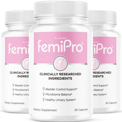 (3 Pack) FemiPro Bladder Control Support - FemiPro Capsules, FemiPro Bladder Support, Probiotic FemiPro, FemiPro Pills, FemiPro Reviews, FemiPro Bladder Support Supplement, 90 Capsules for 3 Months