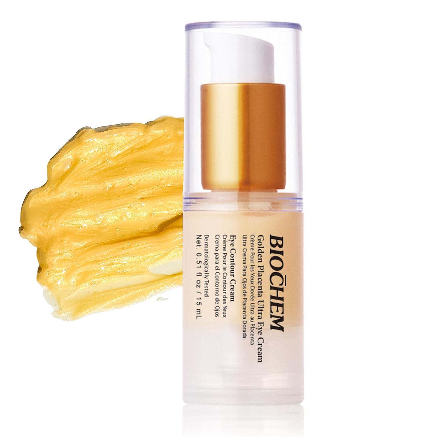 BIOCHEM Golden Placenta Ultra Eye Cream, Luxury Under Eye Repair Treatment for Dark Circles, Puffiness, Anti Aging, Wrinkles Care, Skin Laxity, Crows Feet, Eye Bags for Women Men(0.51 fl oz 15 mL)